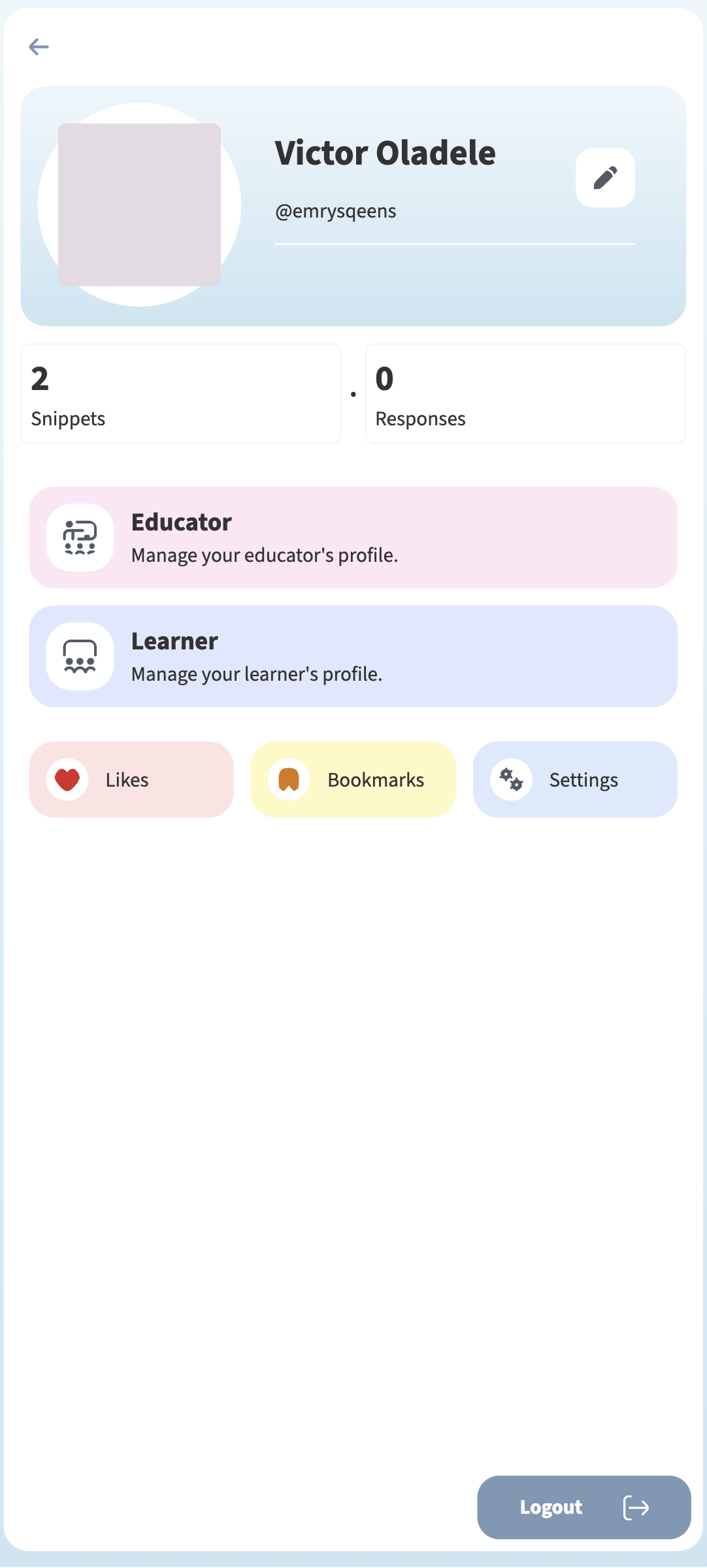 Learn Profile and Dual Educator/Learner role switcher